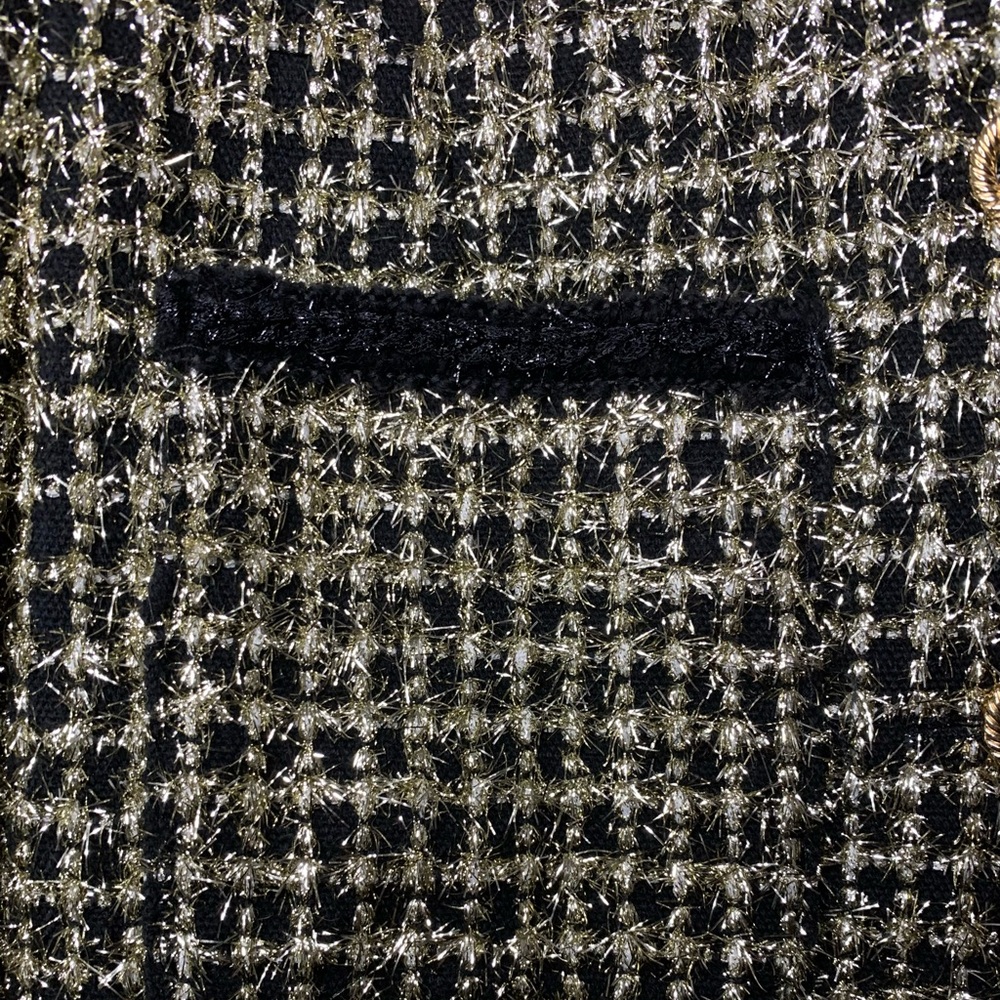 Beulah style black/gold tweed jacket , long sleeves, front closure Size S - Picture 5 of 14